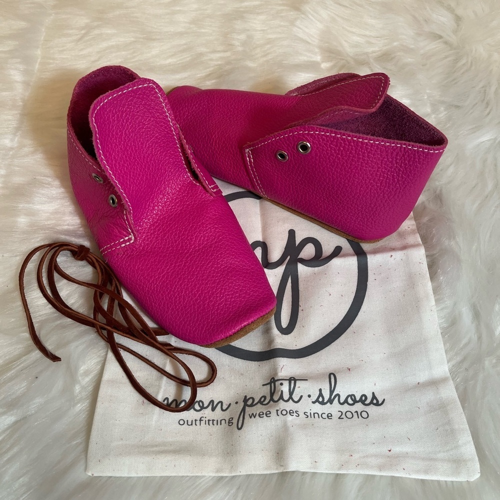 New Mon Petit Oxford Barbie Pink Leather Soft Sole Shoes - Picture 2 of 6